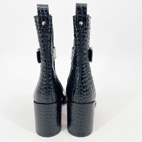 Christian Louboutin CL Chelsea Booty 70 Black Croc Embossed Leather Boots EU 41 - Picture 8 of 11